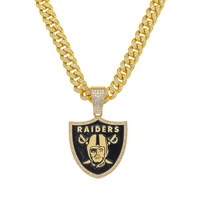 Chaîne cubaine en alliage personnalisée de luxe pour hommes, avec pendentif logo équipe des Raiders de Las Vegas, entièrement sertie de cristaux