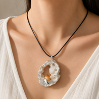Collier pendentif en agate naturelle, géode, cristal de citrine, pierre brute dorée, bijoux pour femmes, cadeau
