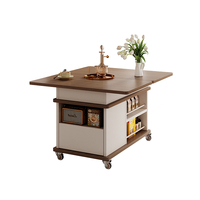 Table basse moderne extensible et pliable en bois massif, chariot de rangement portable pour salon, idéal pour les petits espaces