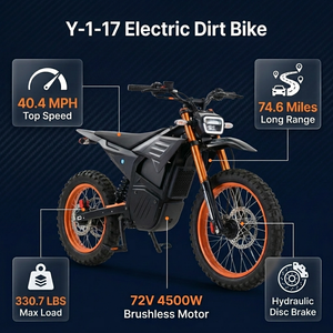 Motocicleta Todoterreno USA Warehouse Y-1-17 72V 22.5AH 4500W con Autonomía de 120 km y Velocidad de 65 km/h para Adultos - Product Image 2
