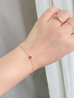 Pulsera de Oro Sólido de 14K para Mujer, Cadena Minimalista Coreana con Flores en Negro/Blanco/Rojo/Verde, Joyería Elegante para Uso Diario, Regalo