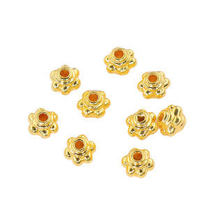 18K Gold Plated Flower Shape Spacer Beads 6mm For <b>Bracelet</b> Making Jewelry Findings <b>Copper</b> Material - Product Image 5