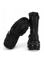 Bottes courtes en cuir noir pour hommes et filles, pour la course à moto, à semelle épaisse, antidérapantes et résistantes à l'usure