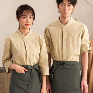Yilong 2026 Uniforme de travail pour <span class=keywords><strong>homme</strong></span> en soie style montagne, pour personnel d'hôtel, salon de thé <span class=keywords><strong>japonais</strong></span>, café, et chemise-<span class=keywords><strong>tablier</strong></span> de responsable - Product Image 2