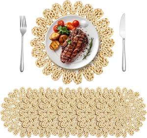 Pure handmade Tassel <b>placemat</b> Suitable for wedding hotel home decoration <b>rattan</b> charger plates charger plates <b>rattan</b> - Product Image 1