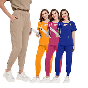 Traje médico personalizado con logotipo para mujer, top de manga corta para correr, conjuntos de uniformes blancos, uniforme médico de diseñador al por mayor - Product Image 4