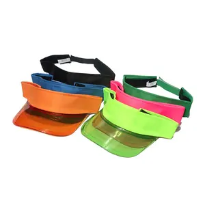 multi color custom logo transparent fluorescent pvc polyester summer sun protection outdoor sports sun visor cap