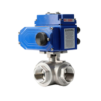 Vanne à boisseau sphérique électrique haute température 24V 230V en acier inoxydable 3 voies, raccord True Union 1/2, joint PTFE, contrôle de l'eau 200 psi, garantie 3 ans