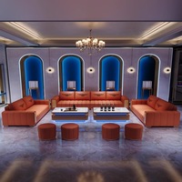Canapé KTV en cuir synthétique moderne, bar, karaoké, boîte, salon, club de nuit, table basse en forme de coin, lumineux, personnalisable