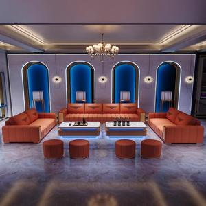 Canapé KTV en cuir synthétique moderne, bar, <span class=keywords><strong>karaoké</strong></span>, boîte, salon, club de nuit, table basse en forme de coin, lumineux, personnalisable - Product Image 3