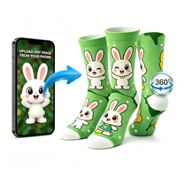 Chaussettes personnalisées OEM avec impression intégrale 360°, chaussettes à motif photo personnalisé, chaussettes résistantes, respirantes et à séchage rapide