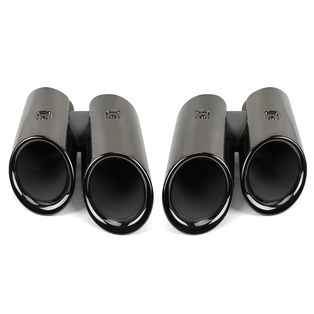 1 Pair Stainless Steel Car Rear Exhaust Tip Exhaust Pipes Muffler Tips Tail Pipe Vent Kit for Porsche Macan 2019-21