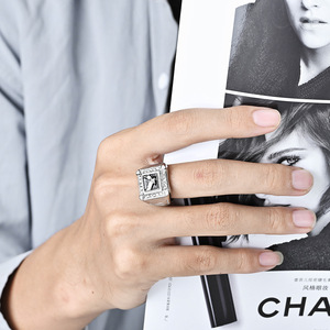 Men's Eagle Square <b>Ring</b> Steel Gold Micro Pave <b>Titanium</b> Steel Fashion Jewelry Gift - Product Image 2