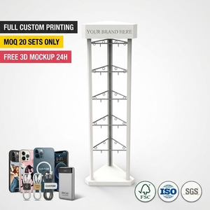 Espositore per Accessori Cellulari in Metallo, Arredamento per Negozi al Dettaglio, Scaffale a 3 Lati per Custodie Telefoni e Cavi di Ricarica, Espositore da Terra per Elettronica - Product Image 1