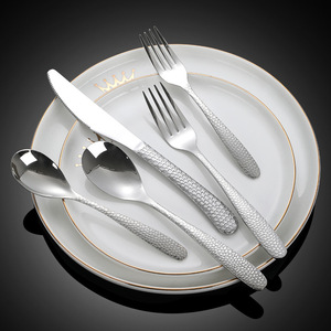 CJ316L Hammer Textured <b>Knife</b> <b>Fork</b> Spoon Set 316 Stainless Steel European Style Cutlery For Catering Steak Dinner - Product Image 2