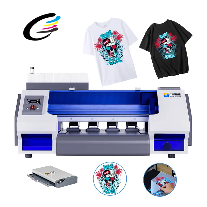 Mesin printer dtf kualitas tinggi printer t-shirt film pet 12 inci printer dtf dual xp600 30cm dengan mesin bedak goyang