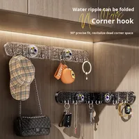 Porte-serviettes mural moderne à ventouse d'angle pliable en PET à trois rangées pour salle de bain, cuisine, toilettes