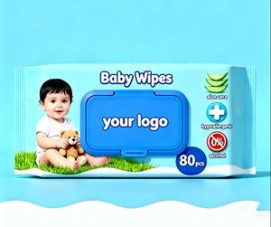 Vente en gros de lingettes pour bébés 100% biodégradables, non <span class=keywords><strong>parfum</strong></span>ées, écologiques, 80 pièces, OEM, échantillons gratuits, Toallitas Humedas <span class=keywords><strong>Bebe</strong></span> - Product Image 3