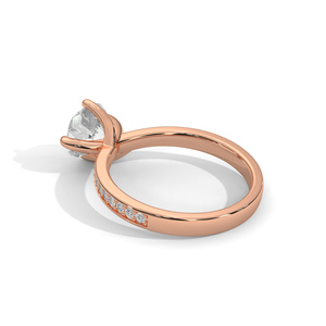 RAAMAA Women's Classic Elegant Jewellery Customized Designs 10k 14k Rose Gold Lab Grown Cushion Cut Diamonds Side Stones - Product Image 3