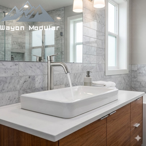 Grifo Mezclador de Agua Fría y Caliente con Superficie Plateada Mate Cepillada Wayon para Proyectos Comerciales - Product Image 3