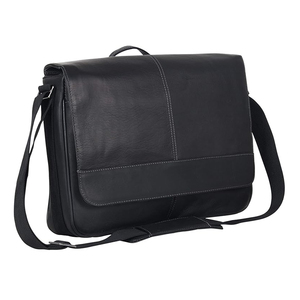 Sac de messager pour ordinateur portable en cuir noir compressible populaire pour hommes - Product Image 2