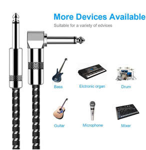 오른쪽 천사 6.35mm 남성-남성 오디오 케이블 TRS 1/4 인치 일렉트릭 기타베이스 1.5m 차폐 저소음 잭 케이블 - Product Image 2