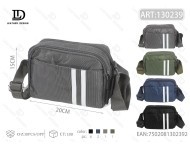 Borsa a tracolla sportiva orizzontale da uomo, piccola, 200 mm x 100 mm, in tessuto Oxford, con chiusura a cerniera, per tutte le stagioni, motivo a righe - Product Image 1