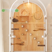 Grande cage à oiseaux en bois de luxe pour perroquets, maison à oiseaux moderne en fer avec maille extérieure, villa durable pour petits et moyens animaux