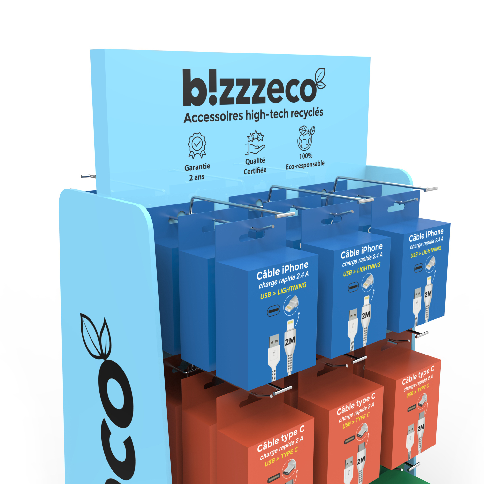 Customized Metallic Light Duty Pegboard Double-Sided Floorstanding Display Stand with Wood and PVC Foam for Shops — view 2