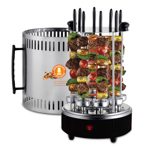 Machine à brochettes électrique rotative automatique, <span class=keywords><strong>barbecue</strong></span> intégré avec four à charbon de bois pour fumage et 8 fourchettes - Product Image 1