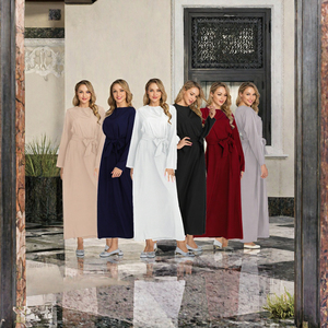 Abaya Holgada de Poliéster con Cierre y Largo hasta el Tobillo, Color Sólido, Estilo Turco, para Mujeres Adultas del Medio Oriente - Product Image 2