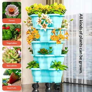 Macetero Vertical Apilable <span class=keywords><strong>de</strong></span> Múltiples Niveles P470-1, Macetero Vertical Reforzado con Ruedas, Resistente a la Presión, Maceta <span class=keywords><strong>de</strong></span> Flores <span class=keywords><strong>de</strong></span> Múltiples Niveles - Product Image 5