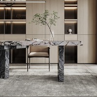 Bureau de direction en marbre naturel de luxe, bureau moderne pour la maison, pour utilisation en villa, couleur grise