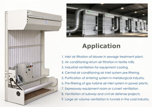 ตัวกรองแบบม้วนอัตโนมัติสำหรับเครื่องจักรอุตสาหกรรม ระบบบำบัดน้ำเสีย ระบบกรองอากาศเข้าเครื่องเป่าลม ขนาดตามสั่ง - Product Image 4