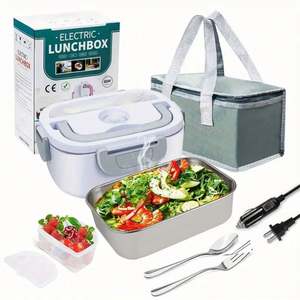 Boîte à lunch chauffante électrique portable Ama-zon Cooperate 12V/24V/110V/220V - Écologique, en acier inoxydable, pour le bureau et l'intérieur - Product Image 1