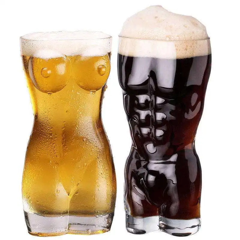 Tazza di vetro di birra a forma di corpo donna sexy con barra da 2 litri