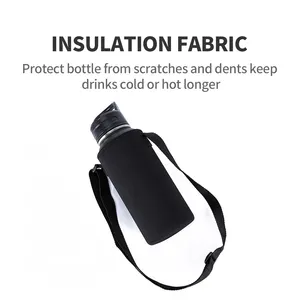 Customized Neoprene Drink Water Bottle Holder Sleeve Cooler Bag Bottle Carrier Pouch With Adjustable Shoulder Strap