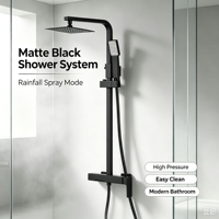 Système de robinetterie de douche et de bain mural moderne en chrome poli avec affichage numérique et jet de pluie, à commande unique, pour salle de bain