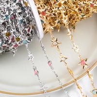 Nouvelle Chaîne Maillons Étoiles Plaqué Or 18K avec Cristaux et Perles Étoiles Creuses pour la Fabrication de Colliers, Bracelets et Bijoux DIY
