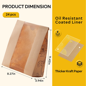 Bolsas de papel para pan Bolsas de papel para hornear con ventana para almacenamiento de alimentos horneados Desayuno Almuerzo Embalaje - Product Image 4
