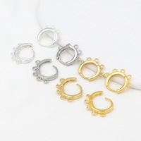 Fermoir d'oreille multi-boucles en forme de cœur nuage, plaqué or sur cuivre, accessoires de bijoux vierges pour boucles d'oreilles DIY, vente en gros pour la fabrication de bijoux