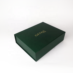Hot Popular custom logo Dark green foldable cosmetic gift box blackish green folding box with magnetic lid