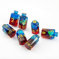 Ensembles de dés D&D 1 pièce, forme de bouteille de potion carrée, faits à la main, écologiques, durables, en résine holographique rouge et bleue, pour jeu de table RPG, cadeau