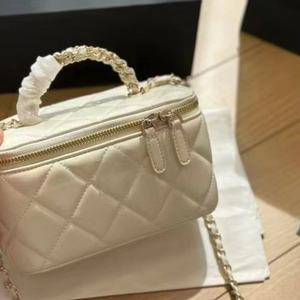 Bolsos cruzados de cadena de lujo para mujer, bolso de hombro de cuero genuino a la moda, Asa de Metal, caja con doble cremallera, bolso cosmético a cuadros - Product Image 6