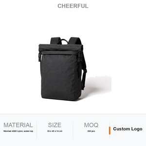 Mochila enrollable de nailon lavado, mochila de día para viajeros, repelente al agua, con compartimento para portátil, logotipo personalizado - Product Image 1