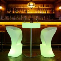 Meubles de bar extérieur en plastique imperméable pour discothèque, table et chaises lumineuses