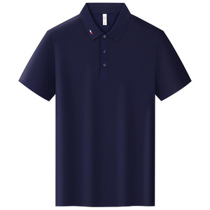 Polo Shirt Short Sleeve Navy Blue Solid Color Polyester Workwear Daily Wear - Product Image 1