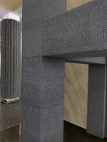 Panneau de pierre flexible à texture de bois scié gris foncé ultra-mince, revêtement mural en grain de bois MCM pour façade extérieure et intérieure