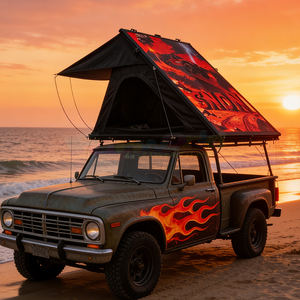 Tente de toit de voiture en fibre de carbone imperméable quatre saisons, tente de toit triangulaire automatique tout-terrain en alliage d'aluminium Oxford - Product Image 1