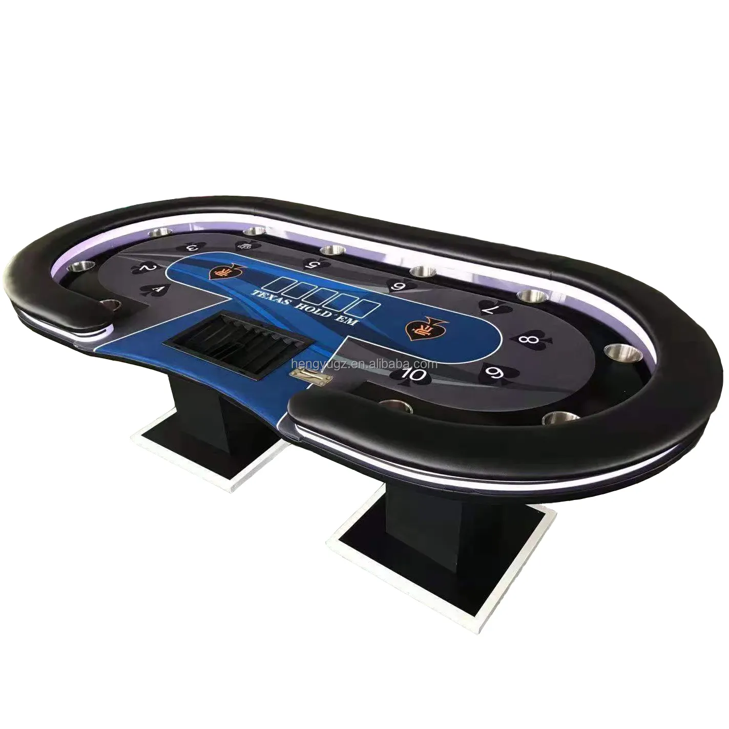 Toptan LED Poker masası Texas Hold em poker klasik tasarlanmış özel 10 koltuk Poker kumar masa